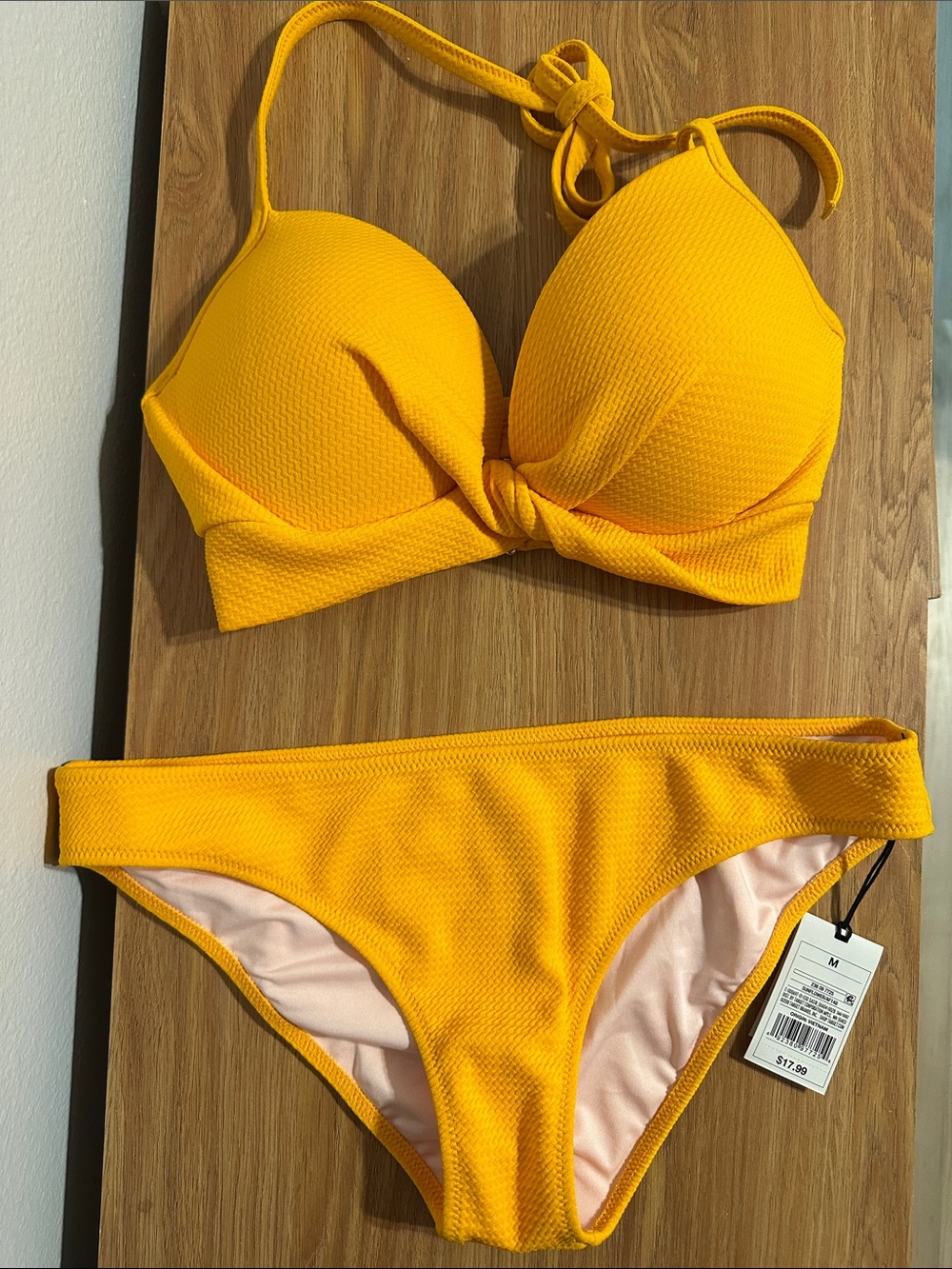 Shade & Shore Bright Yellow Textured Push-Up Bikini Set